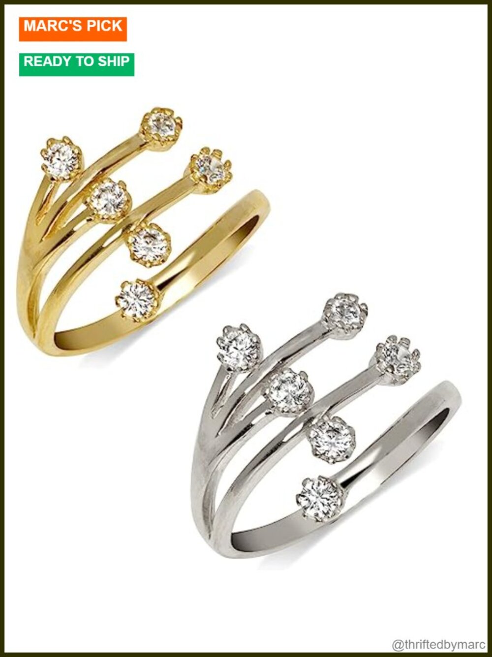 Solid 10K Gold Adjustable Waterfall CZ Toe Ring for Women Summer Jewelry